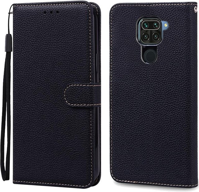 Xiaomi Redmi Note 9 Handyhülle aus weichem TPU Leder als Brieftasche in Schwarz - Bild 1
