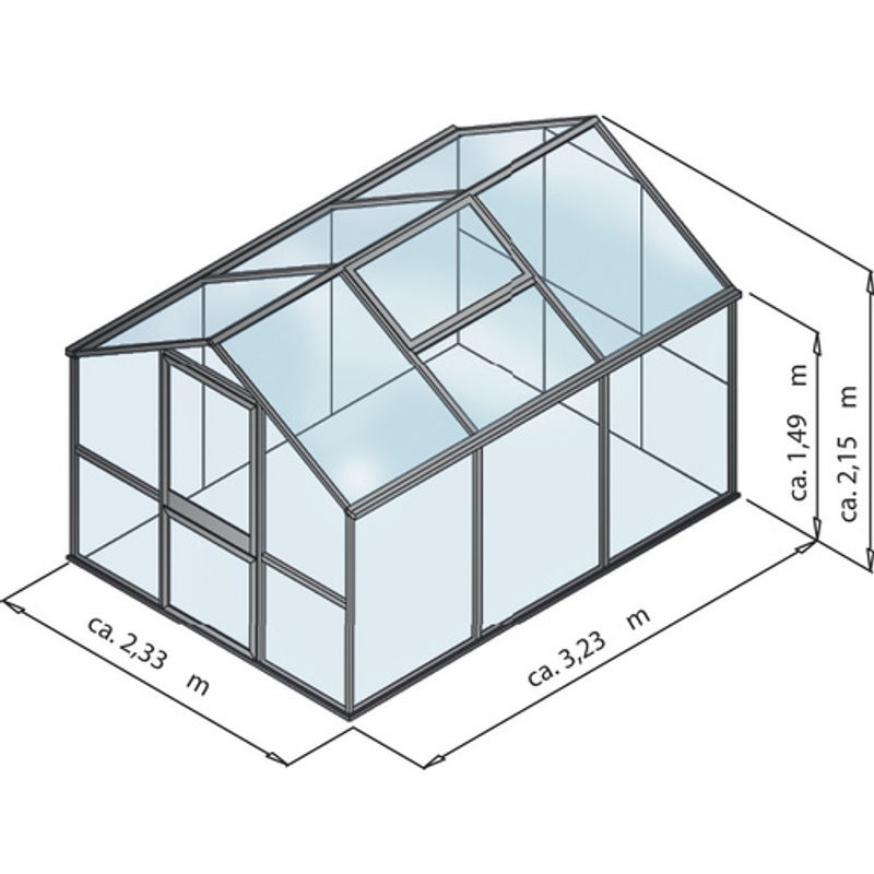 KGT Gewächshaus Rose mit Polycarbonat-Platten und Aluminiumrahmen, 7,53 m², silberfarben - Bild 4