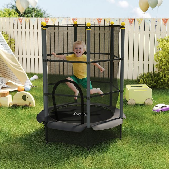 HOMCOM Kinder Trampolin Schwarz B: 140 cm, T: 140 cm, H: 190 cm - Bild 3