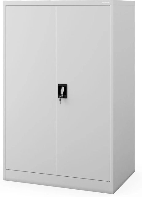 JAN NOWAK Büroschrank KEVIN D600 aus Metall in Grau mit verstellbaren Regalböden und Schloss, B/T/H: 140 x 60 x 140 cm - Bild 1