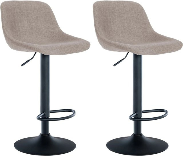 DELUKE 2er Set Barhocker HODOR in Taupe, höhenverstellbare Barstühle mit Lehne und 360 Grad Drehsitz, B/T/H: 43 x 49 x 79 cm - Bild 1