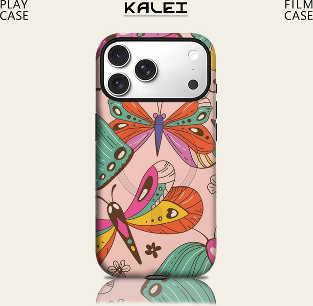 Robuste Pastell-Schmetterlinge Handyhülle mit Magnetfunktion für iPhone 17 16 15 14 13 Pro Max Plus von Potdemiel in Multicolour - Bild 1