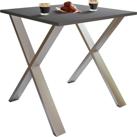 VCM Esstisch Xona X aus Holz in Braun mit Holzstruktur-Nachbildung, B/T/H: 80 x 50 x 76 cm