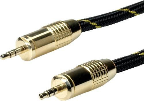 Roline Audio Anschlusskabel 3,5 mm Klinke auf 3,5 mm Klinke, Schwarz/Gold, 2,50 m, geschirmt - Bild 1