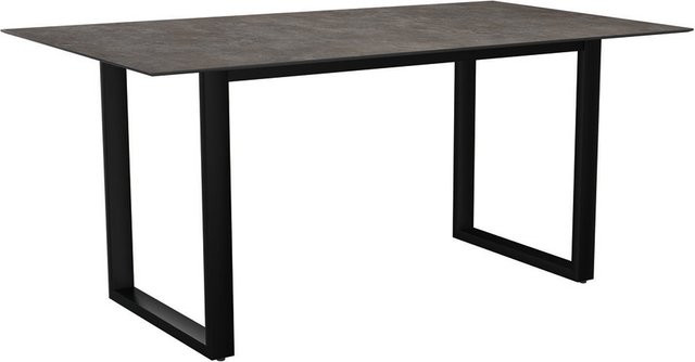 Stern Kufentisch aus Aluminium in Schwarz Matt mit Silverstar 2.0 Dekor Stone Tischplatte, B/T: 160 x 90 cm - Bild 1