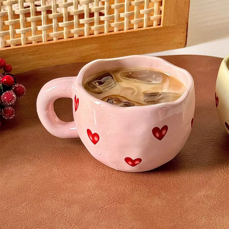 Handbemalte Keramik-Kaffeetasse mit floralem Design in Weiß und Pink für Erwachsene - Bild 4