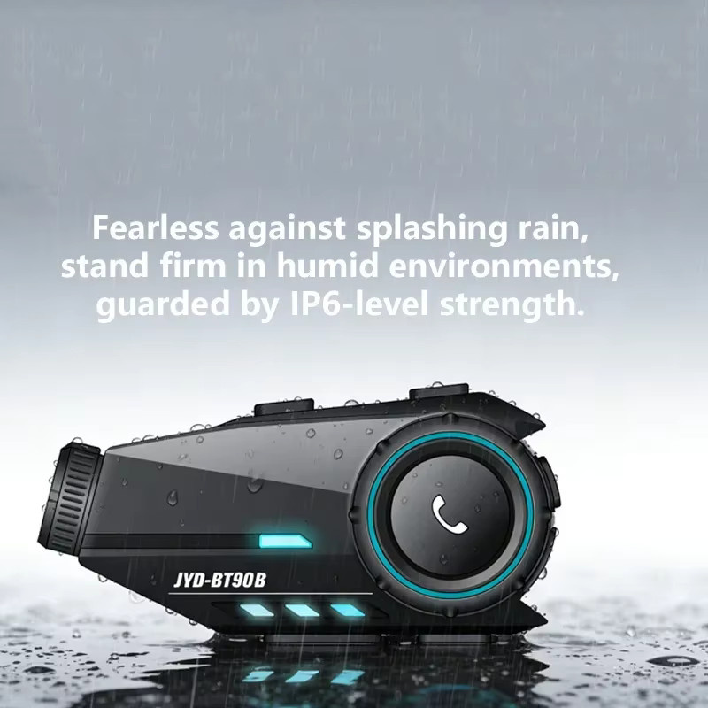 Kebidumei Motorradhelm-Headset Intercom mit Kamera, wasserdichter Bluetooth-Lautsprecher und Stereo-Freisprecheinrichtung in Schwarz - Bild 4