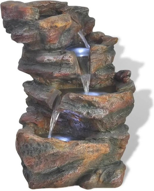 vidaXL Zimmerbrunnen aus Polyresin in Grau mit LED-Licht, kaskadierend, B/T/H: 24 x 33,5 x 45,5 cm - Bild 1