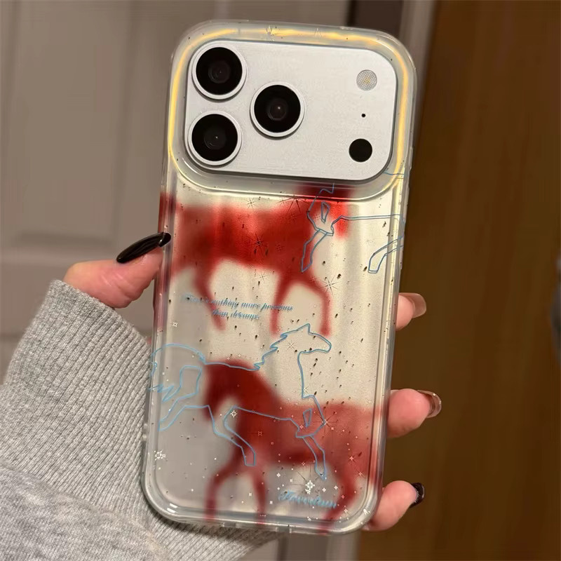 Meteor IND Doppelschichtige Handyhülle Zwei Rote Pferde für iPhone 11 bis 17 Pro Max in Rot - Bild 2
