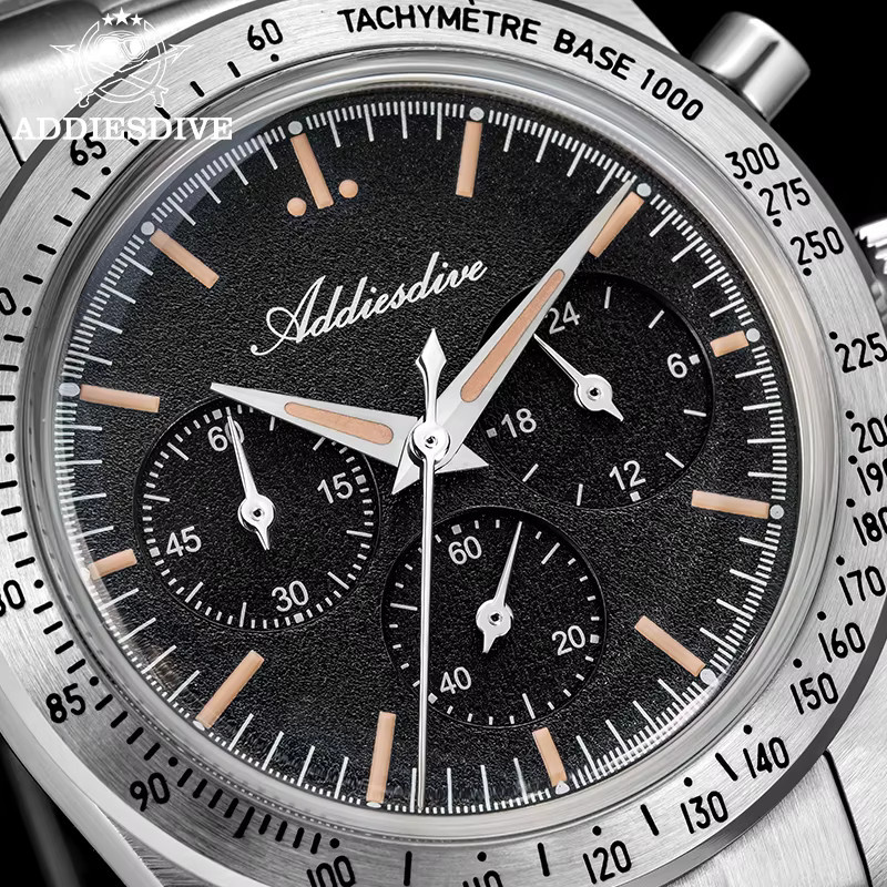 ADDIESDIVE Chronograph, Quarz, Edelstahl, Schwarz, Herren - Bild 3