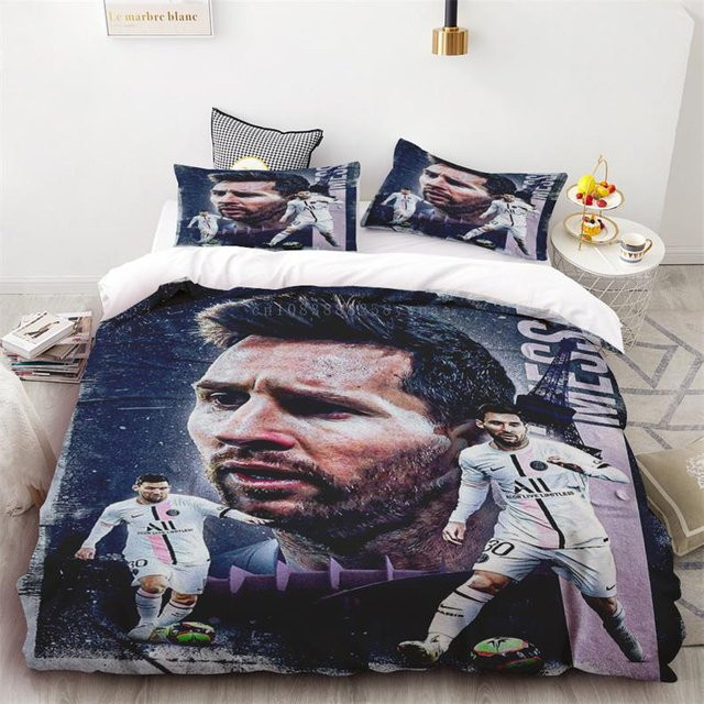 Bettwäscheset Fußballstar Messi Aufdruck aus Polyester, weich und bequem, Single Bettwäsche B: 140 cm, H: 210 cm - Bild 1