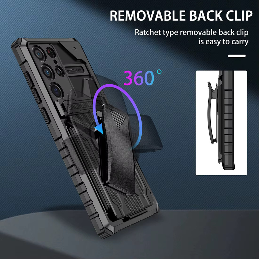 2-in-1 Hybrid Hartschalen Holster Kombination mit Ständer und Gürtelclip für Samsung Galaxy S26 S25 S24 S23 S22 Note 20 Ultra Plus in Schwarz - Bild 5