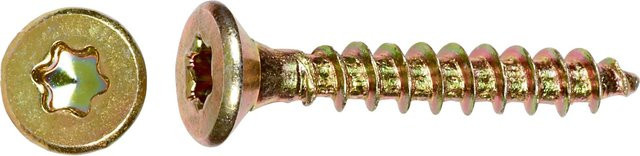 LUX-TOOLS Senkkopf Spanplattenschraube mit TX-Antrieb aus verzinktem Stahl, Farbe Gold, Durchmesser: 3 mm, Länge: 20 mm, 200 Stück - Bild 1