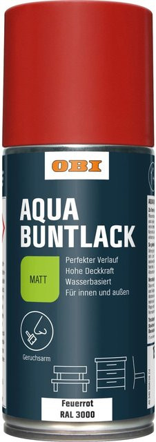 OBI Buntlack Spray RAL 3000 Feuerrot matt, wasserbasiert, 150 ml - Bild 1