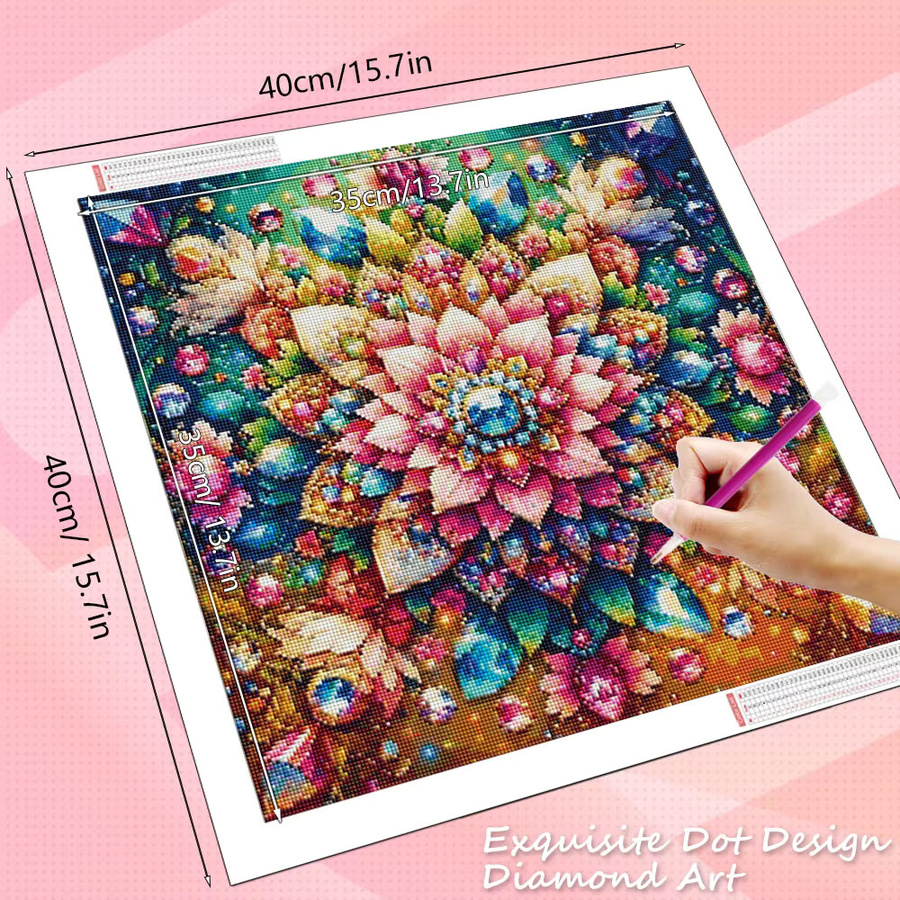 HUACAN 5D DIY Diamant Mosaik Set Mandala Blume in Multicolour, B/H: 20 x 20 cm - Bild 2