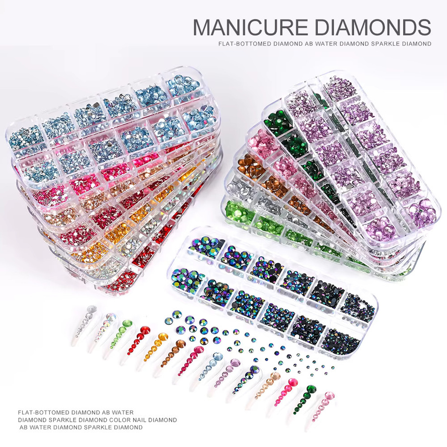 HotPress Nail Art Strass Kit, Glas AB Kristall, Glänzend - Bild 2