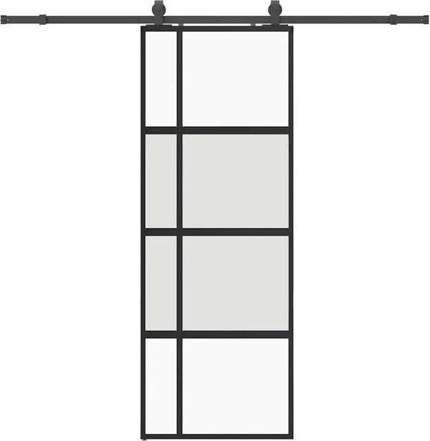 vidaXL Schiebetür aus Hartglas in Schwarz mit Beschlag, B: 76 cm, H: 205 cm - Bild 1