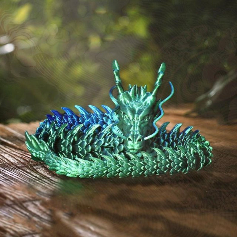 Bewegliche Drachen-Aquariumdekoration von Discover Intime in Multicolor, 3D-gedrucktes Drachen-Ornament für Aquarium und Felsenlandschaften, B/H/T: 90 x 30 x 30 cm - Bild 1