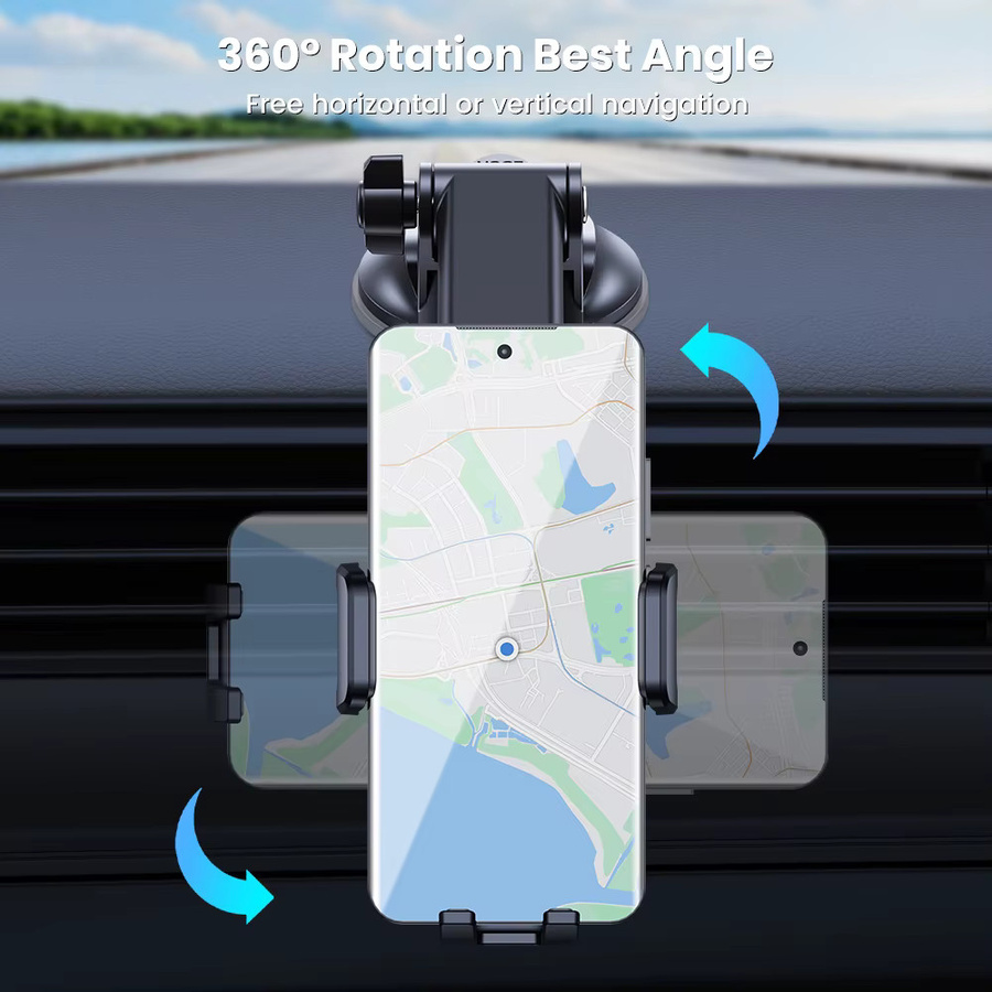 TOPK Universelle Autotelefonhalterung in Schwarz mit Saugnapf und Lüftungsschlitz für Armaturenbrett oder Windschutzscheibe als Freisprecheinrichtung für dein iPhone - Bild 4
