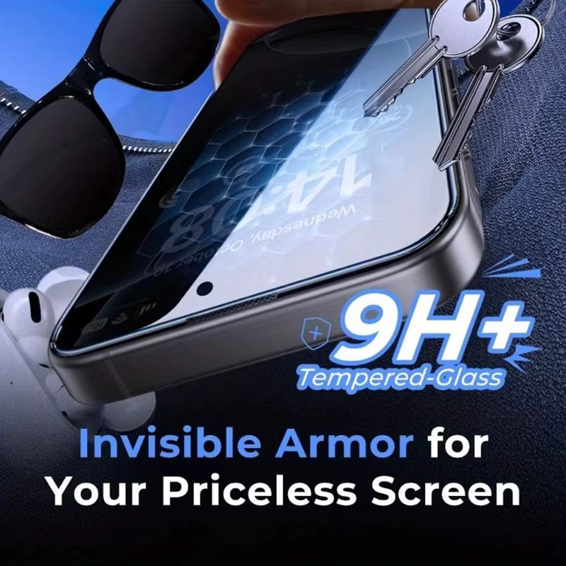 Apple Anti-Spy Sichtschutz Displayschutz aus gehärtetem Glas für iPhone 17 16 15 14 13 12 11 Pro Max Air SE Plus XR transparent - Bild 4