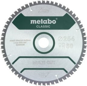 Metabo Multi Cut Classic Kreissägeblatt Universal Silber, Durchmesser: 254 mm, Bohrung: 30 mm, Zähne: 60 - Bild 1