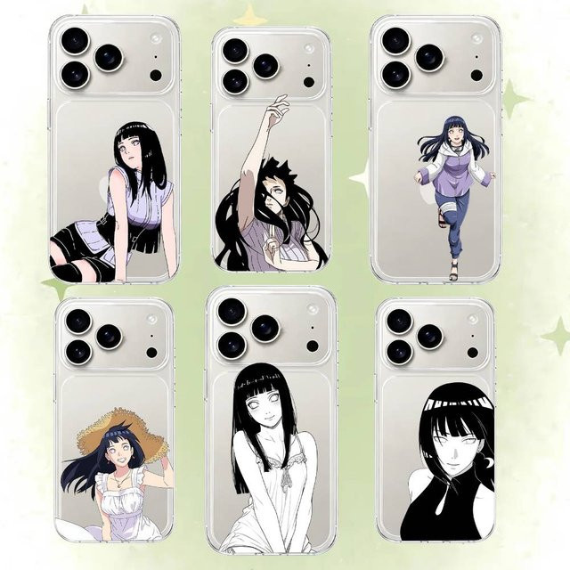 H-Hinata Hyuga Handyhülle für iPhone 17 16 15 14 Plus 13 12 11 Pro Max, Transparente Stoßfeste Rückseiten-Abdeckung im Naruto Design - Bild 1
