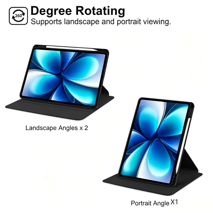 Smart Case für Vivo Pad6 Pro 13,2 Zoll 2026 PA2671, drehbares Acryl-Tablet-Cover mit Stifthalter, Schwarz - Bild 3