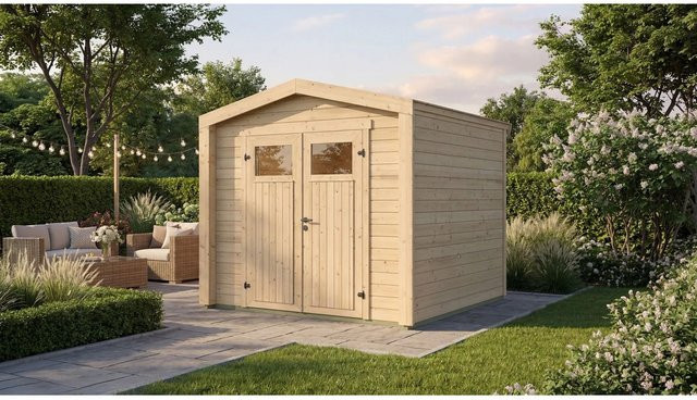 Weka Holz-Gartenhaus Killarney mit Satteldach in Natur Unbehandelt B/T: 248 x 248 cm - Bild 1