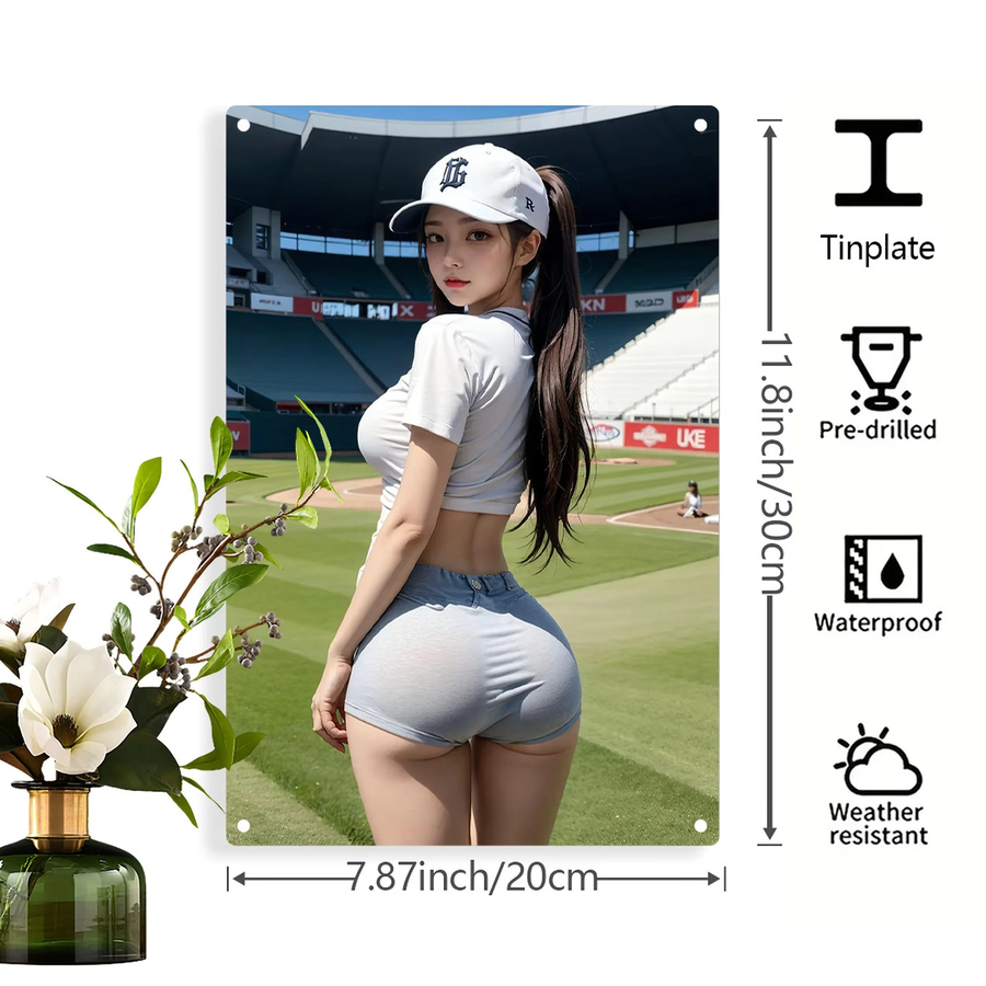 CIFBUY Metallplakette Baseballfeld Sport Motiv als 2D Flache Eisenmalerei für die Wanddekoration, Mehrfarbig - Bild 3