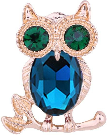 YIRAN Jewelry Brosche Eule, Strass, blau, Unisex - Bild 1