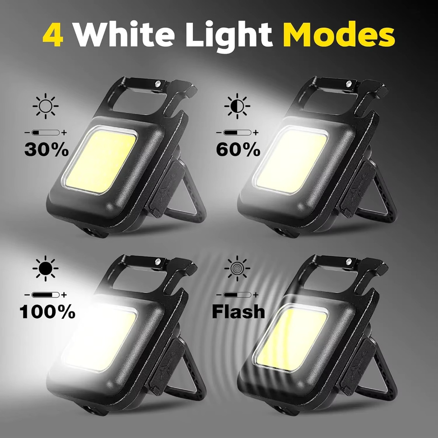 Heinast Mini LED Schlüsselanhänger Taschenlampe mit Bewegungssensor und Magnet, wiederaufladbar, Schwarz - Bild 2