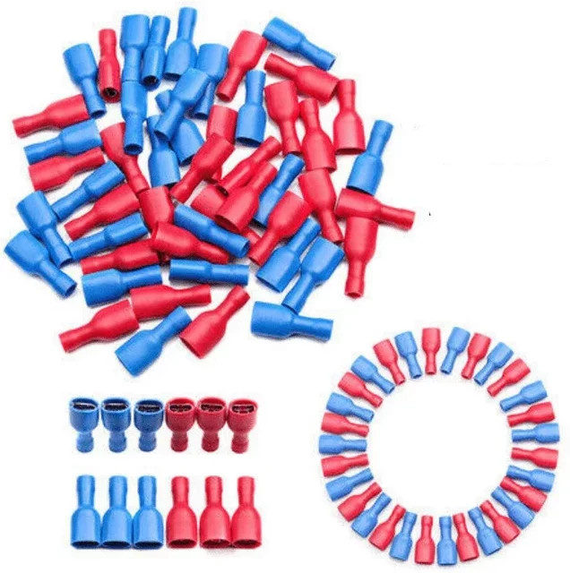 ELECAPITAL 200 Stück Crimp-Anschluss Set mit 4,8 mm Flachsteckhülsen in Rot und Blau - Bild 1