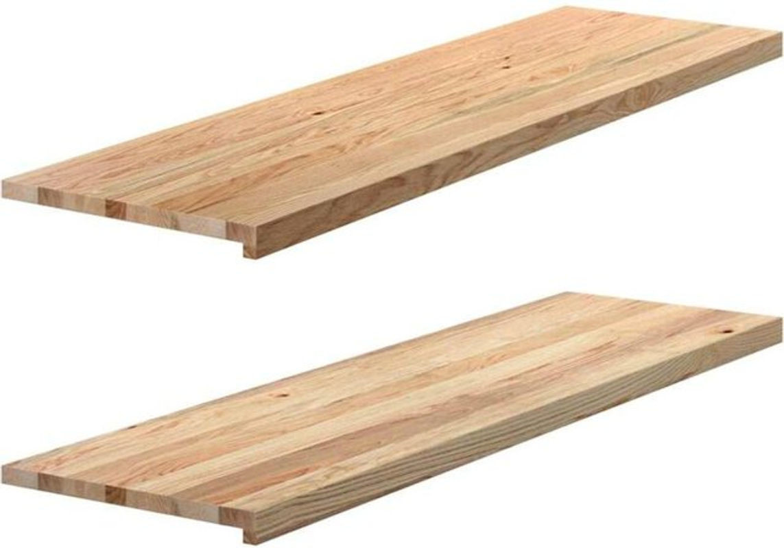 Vidaxl Fensterbänke aus Massivholz Eiche Natur Braun, 2er Set, B: 140 cm, T: 40 cm, H: 2 cm - Bild 1