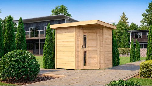 WEKA Gartenhaus 229 mit Flachdach aus Holz in Braun, B/T: 244 x 244 cm - Bild 2
