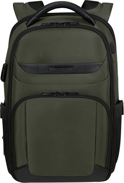 Samsonite Pro-DLX 6 Rucksack für 14,1 Zoll in Grün mit USB-A und USB-C Anschlüssen - Bild 1