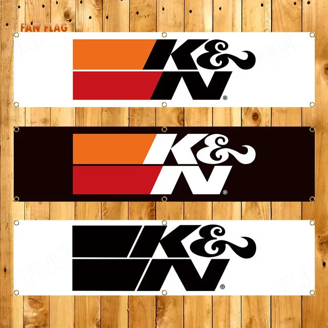K&N Banner Autoteile Technik Rennwagen Flagge aus Polyester mit Digitaldruck, B/H: 45 x 180 cm, Mehrfarbig - Bild 1