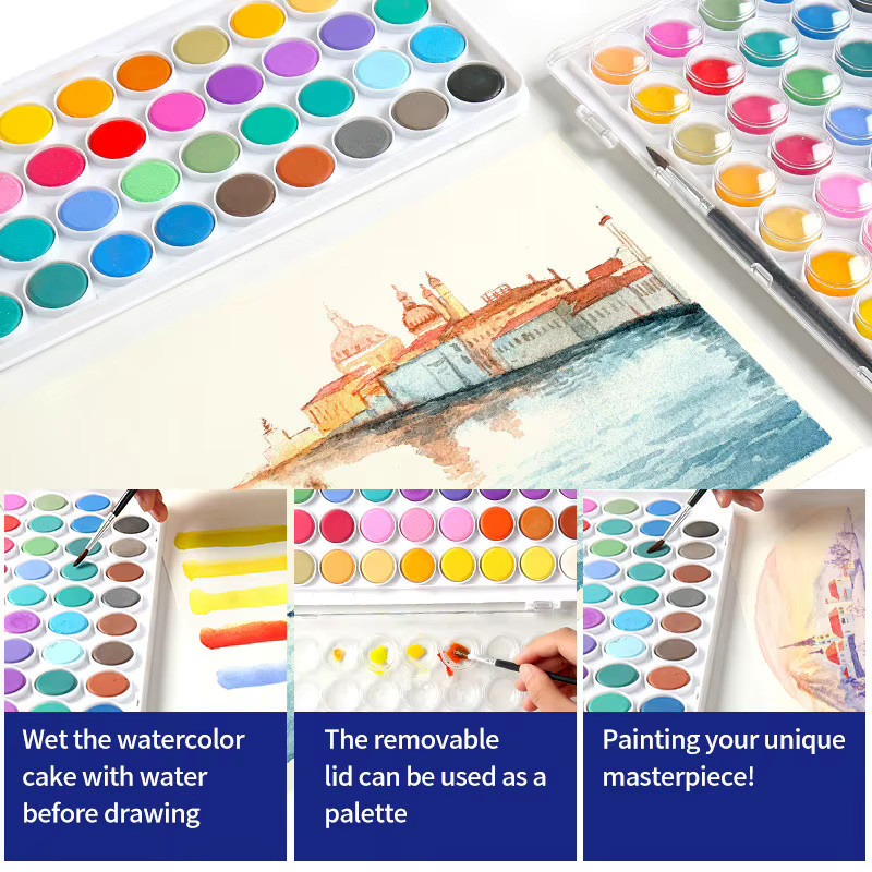36 Farben Feste Aquarellfarben, Pinsel mit abnehmbarer Box, Zeichen- und Malwerkzeuge - Bild 2