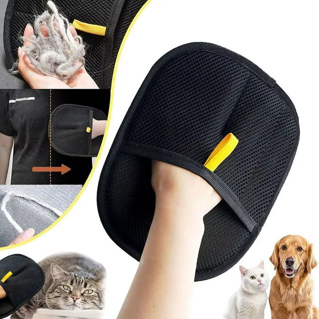 Untior Tierhaarentfernungshandschuhe in Schwarz zur Reinigung von Sofa und Textilien - Bild 1