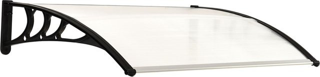 Outsunny Haustürvordach Pultvordach Überdachung aus Polycarbonat, weiß, B: 100 cm, T: 75 cm, transparent - Bild 1