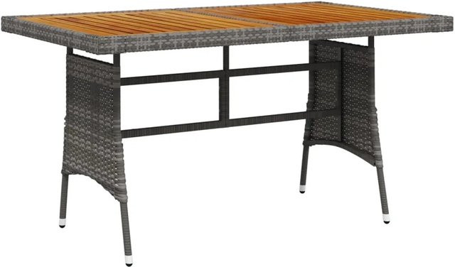 vidaXL Gartentisch aus Akazien-Massivholz und grauem PE-Rattan, B/T/H: 130 x 70 x 72 cm - Bild 1