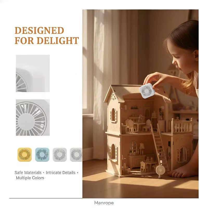 YEGBONG Mini-Ventilator mit 3 Flügeln im Maßstab 1:12 für Puppenhaus und Miniatur-Möbel, Multicolor - Bild 3