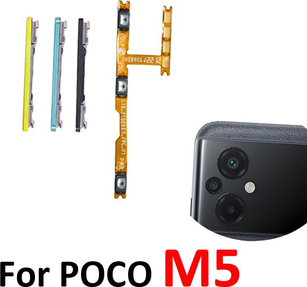 Xiaomi Poco M5 Lautstärketasten und Ein/Aus Flexkabel Reparaturset in Schwarz, Grün oder Gelb - Bild 1