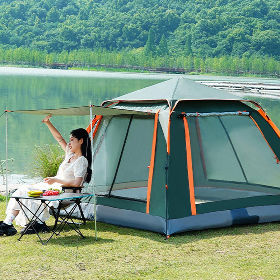 Binchi Outdoor Automatisches Schnellöffnungszelt mit Sonnenschutz und Wasserdichtigkeit für 3–6 Personen, Silber/Mehrfarbig, B/T/H: 215 x 215 x 140 cm - Bild 3