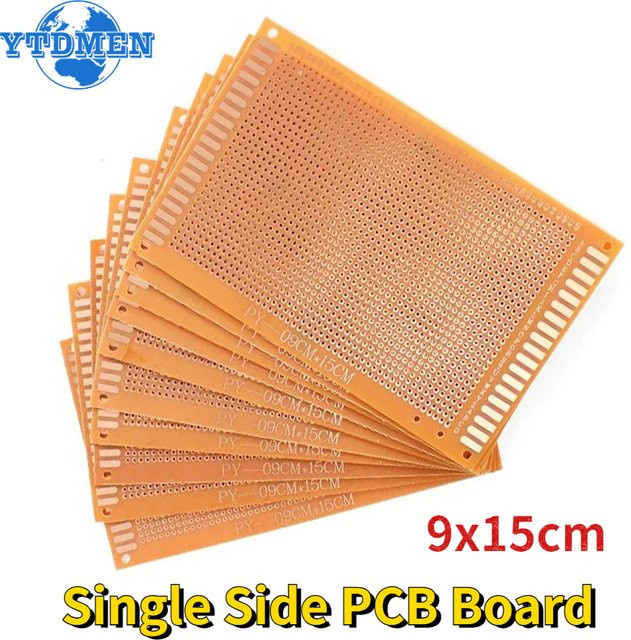 YTDMEN Universal Einseitiges Prototyp PCB Kit Gelb, 5 oder 10 Stück, B/T: 15 x 9 cm, DIY Bakelit Kupfer Leiterplatten - Bild 1