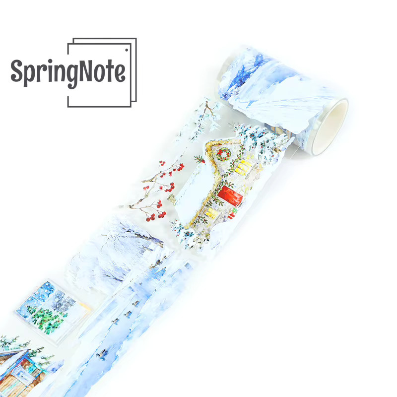 Transparentes PET Washi Tape mit Winter-Schneemann-Motiv für Scrapbooking und Journaling, Breite: 7 cm, Länge: 2 m - Bild 2