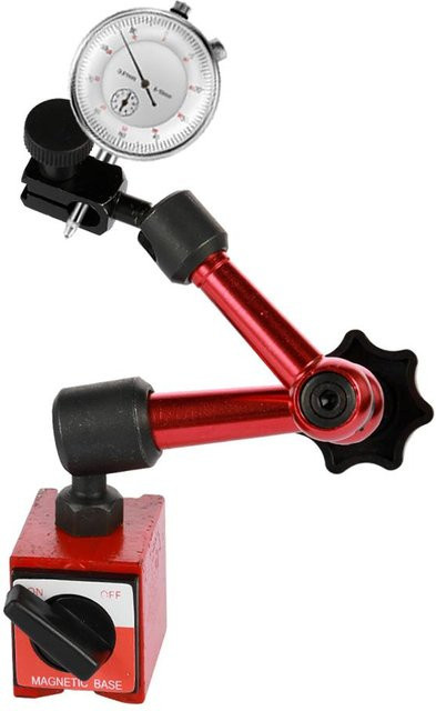 Kkmoon Messuhr aus Metall mit Werkzeugsatz und flexibler Mini-Magnetfußhalterung, Rot, Messbereich 0-10mm - Bild 1