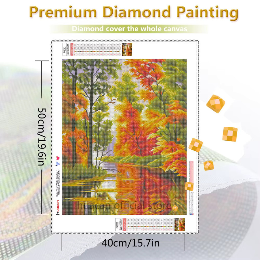 Huacan 5D Diamantmalerei Herbst Landschaft Mosaik Stickerei in Multicolor, B/H: 30 x 40 cm - Bild 2
