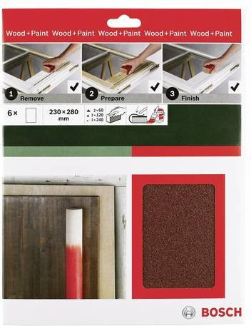Bosch Universal Remove Prepare Finish Handschleifpapier-Set für Holz und Farbe, Körnung 60, 120, 240, B: 230 mm - Bild 1