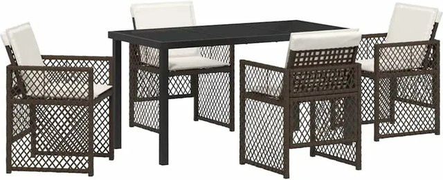 vidaXL Garten Essgruppe 5-teilig aus Poly-Rattan in Braun - Bild 1