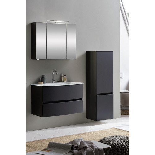 HELD MÖBEL Waschtisch-Set KOPENHAGEN, 5-teilig, grau, modern, wandmontiert mit LED-Beleuchtung und Soft-Close-Türen - Bild 2